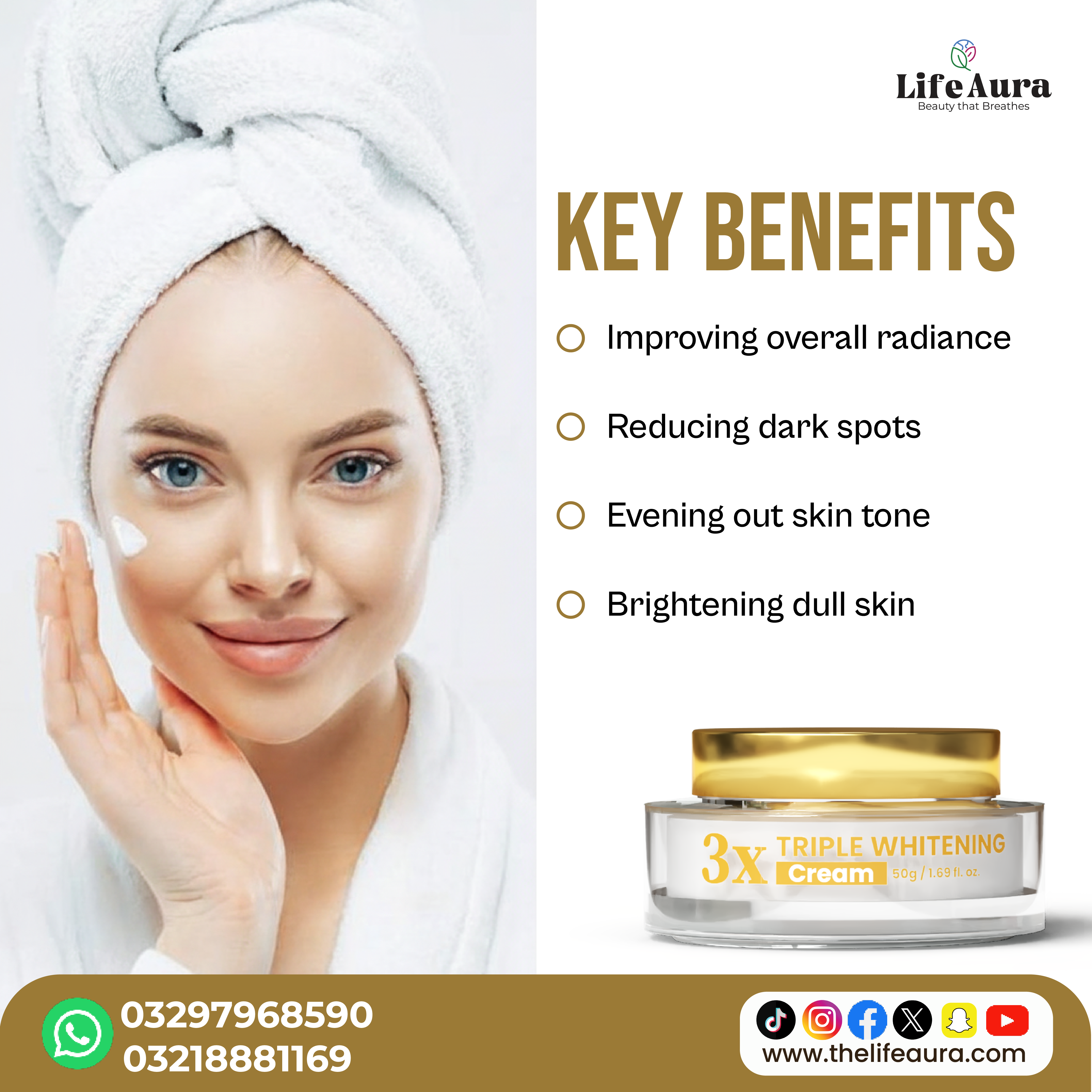 Life Aura 3x Whitening Cream
